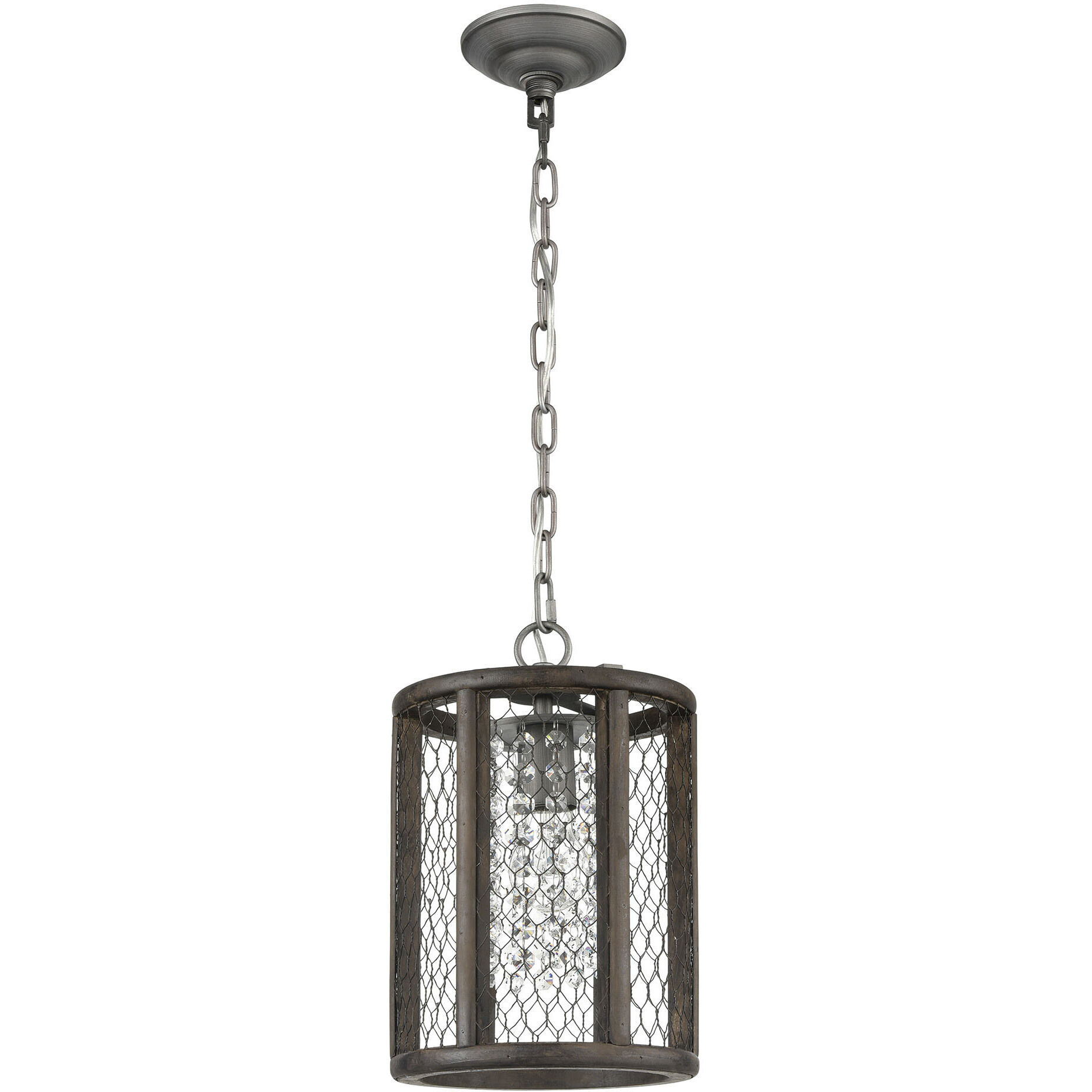 Renaissance Invention 1 Light 8 inch Aged Wood with Weathered Zinc Mini Pendant Ceiling Light