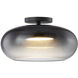 Trinity 14.25 inch Black Semi Flush Mount Ceiling Light in Smoked Glass