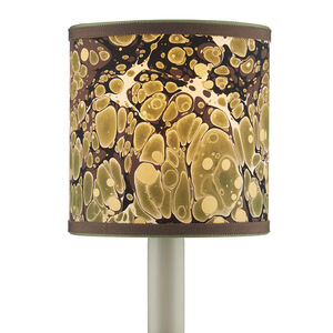 Marble Paper Green and Chocolate with Mustard Drum Chandelier Shade