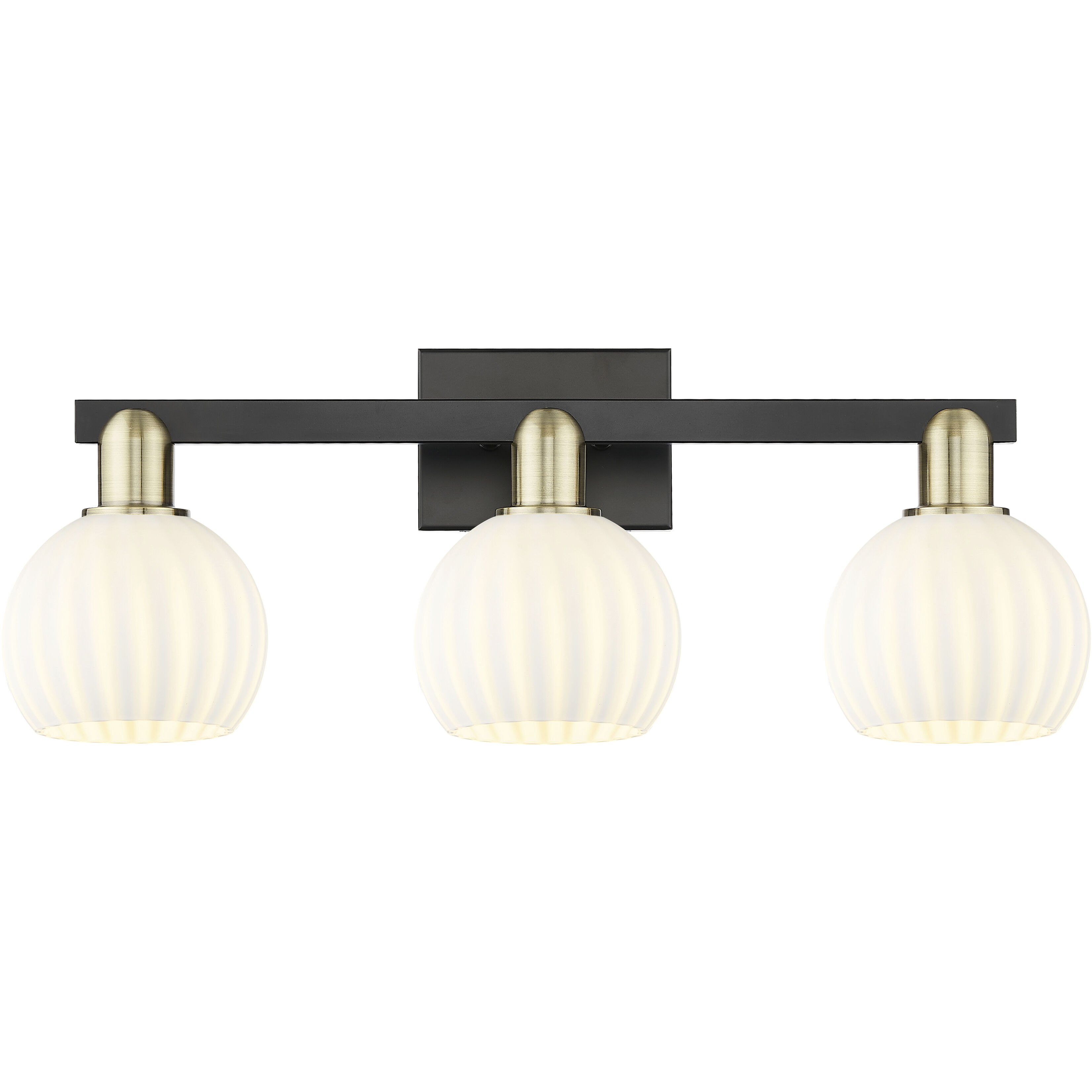 Arcadia White Venetian 3 Light 25 inch Black Antique Brass Bath Vanity Light Wall Light