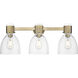 Downtown Urban Lawton Bell 3 Light 24 inch Brushed Brass Bath Vanity Light Wall Light in Seedy