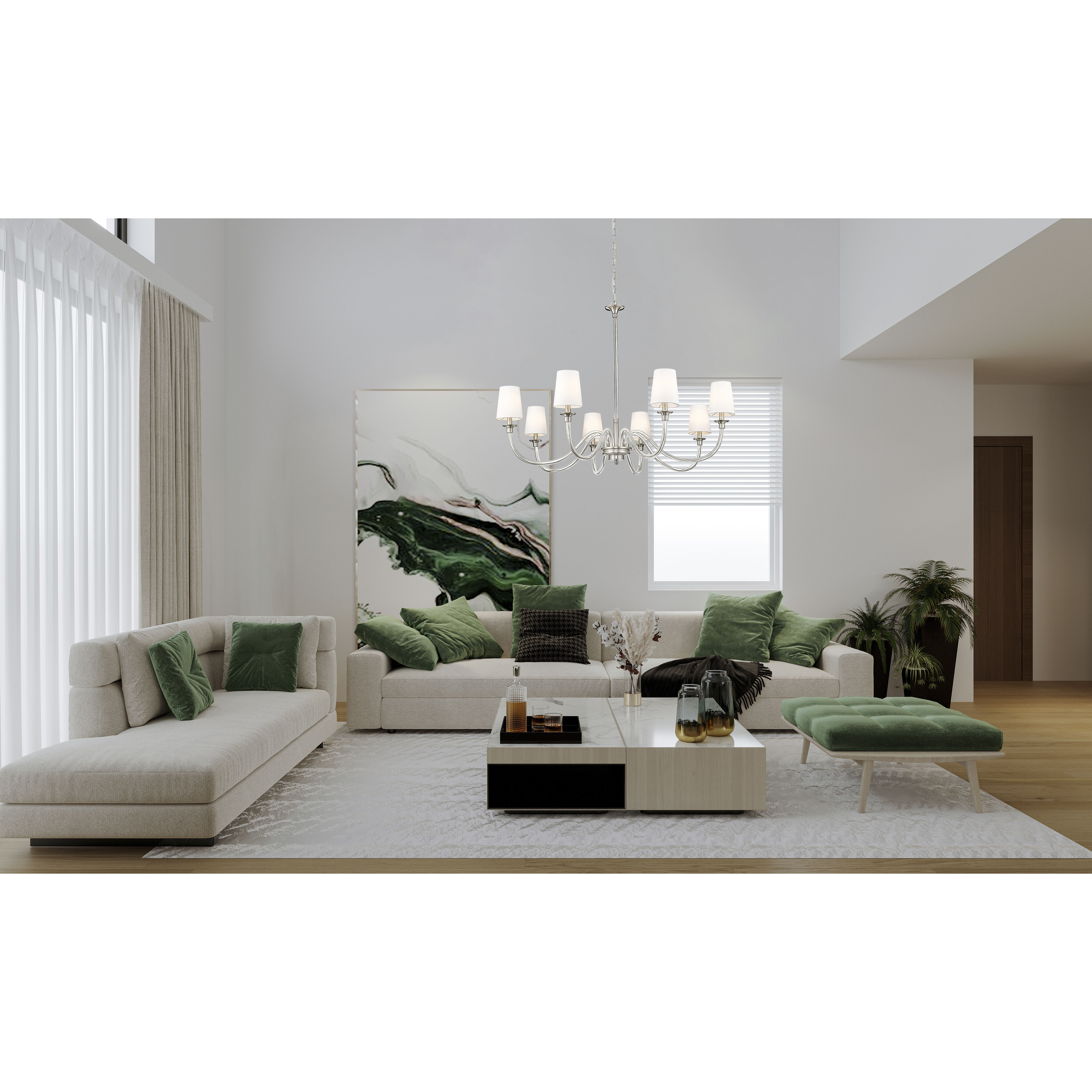 Katerina 8 Light 46 inch Brushed Nickel Chandelier Ceiling Light