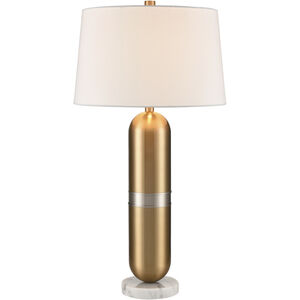 Pill 34 inch 150 watt Aged Brass with Satin Nickel and White Table Lamp Portable Light