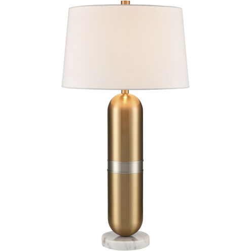 Pill 34 inch 150 watt Aged Brass with Satin Nickel and White Table Lamp Portable Light