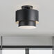 Zolana 2 Light 12 inch Black Semi Flush Mount Ceiling Light, Medium