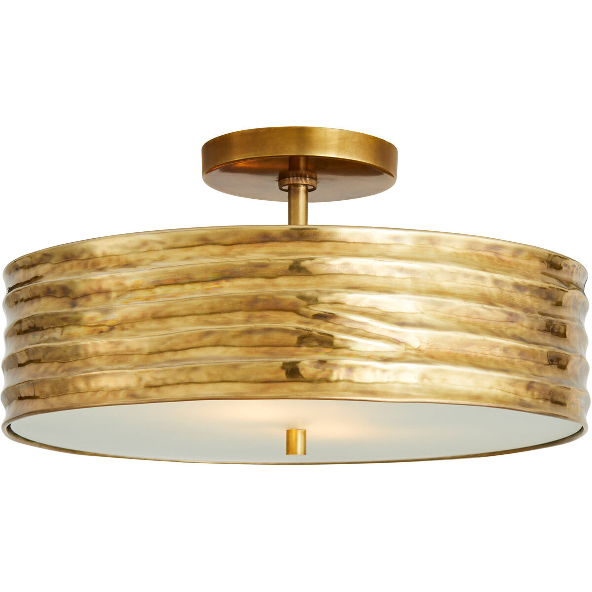Anna 2 Light 18 inch Antique Brass Semi-Flush Mount Ceiling Light
