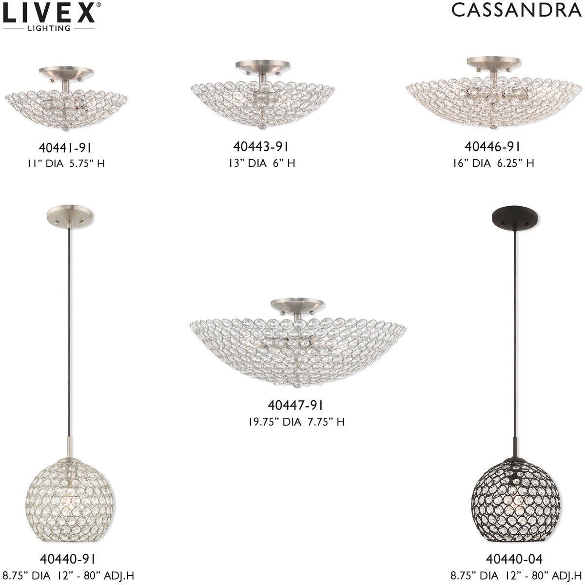 Cassandra 2 Light 13 inch Brushed Nickel Semi-Flush Mount Ceiling Light