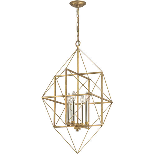 Connexions 4 Light 16 inch Gold Leaf with Silver Chandelier Ceiling Light