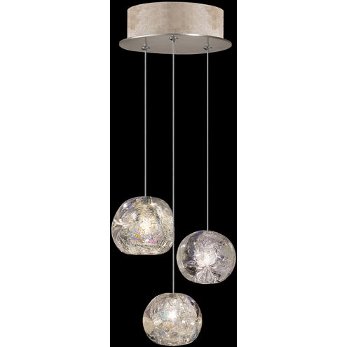Natural Inspirations 3 Light 9 inch Gold Pendant Ceiling Light in Nebula Studio Glass