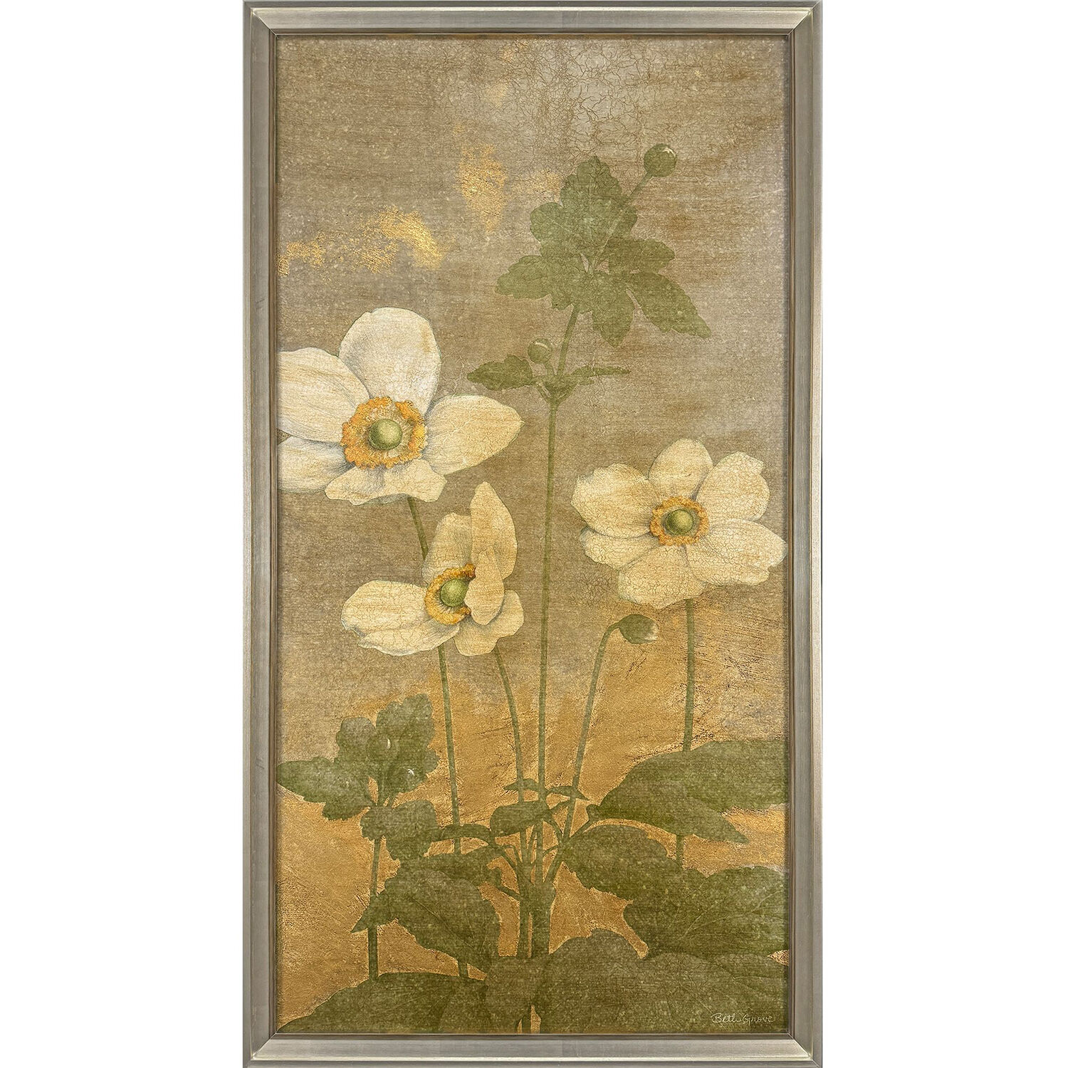 Anemones Green and Beige and White Framed Art, The Studio