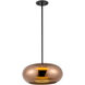 Trinity LED 14.25 inch Black Pendant Ceiling Light in Copper Glass