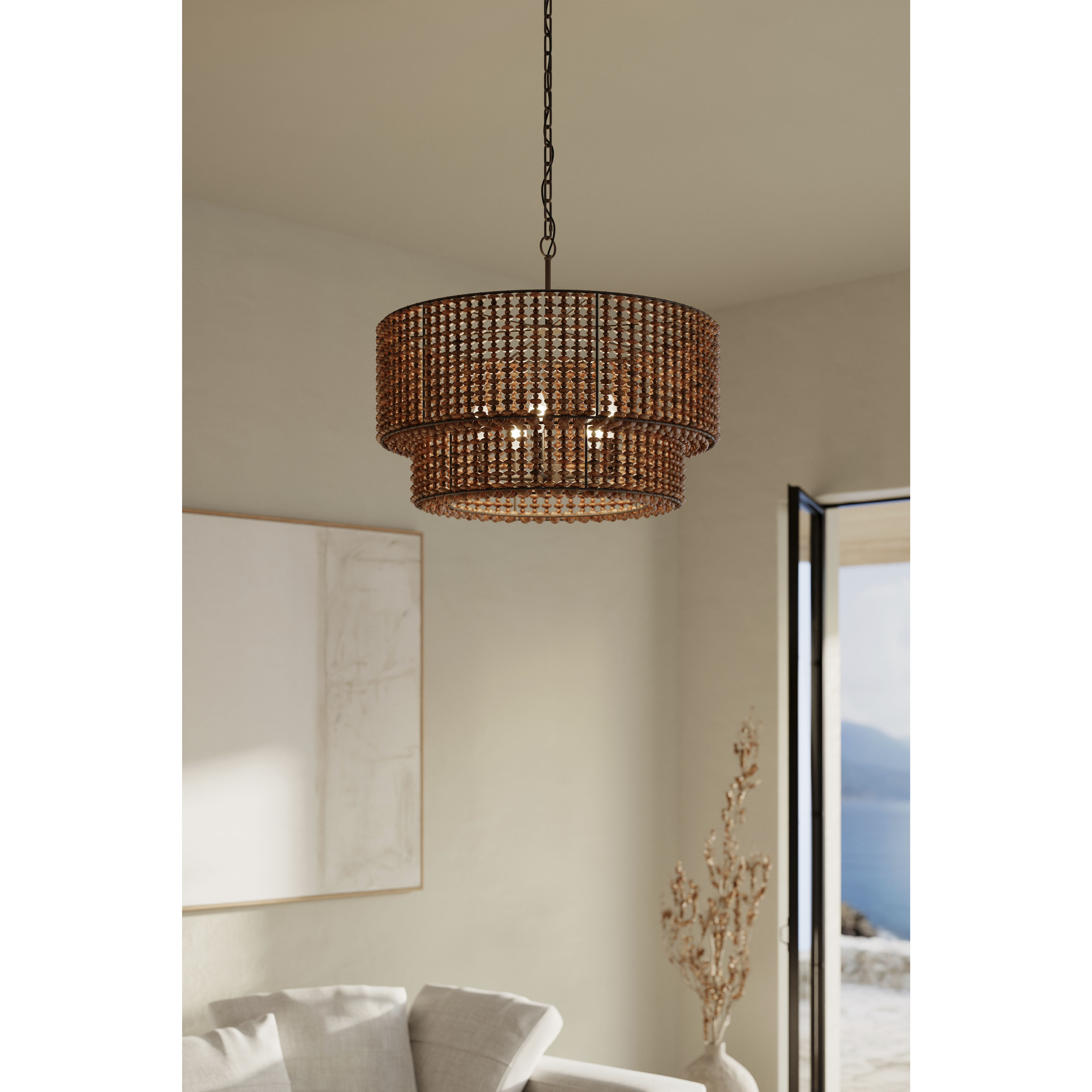 Beaudelle 5 Light 30 inch Dark Bronze Pendant Ceiling Light