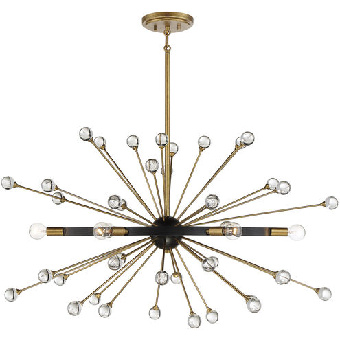 Ariel 6 Light 37 inch Como Black with Gold Linear Chandelier Ceiling Light, Oval