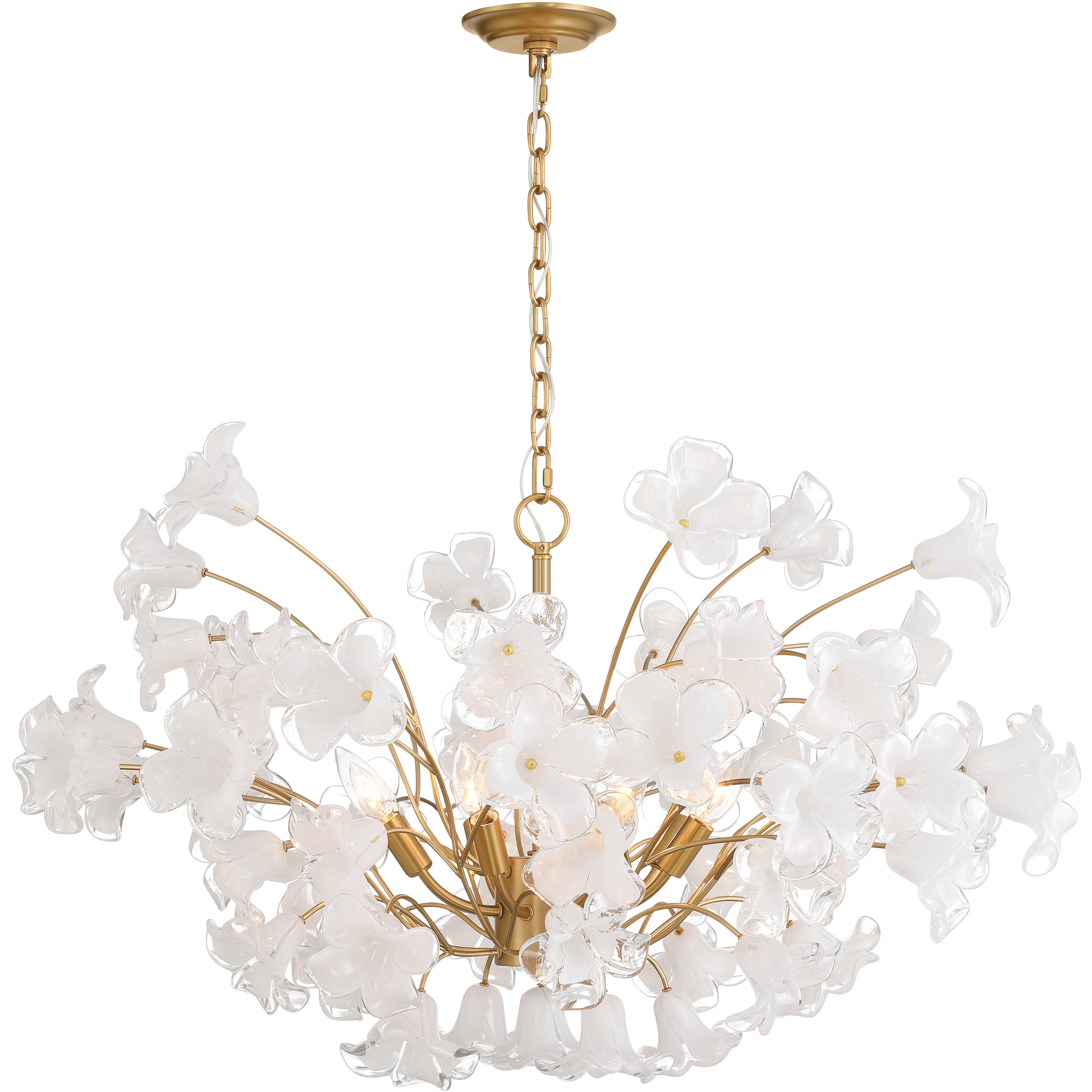 Bloome 8 Light 36.5 inch Legacy Brass Chandelier Ceiling Light in Clear Handmade Glass