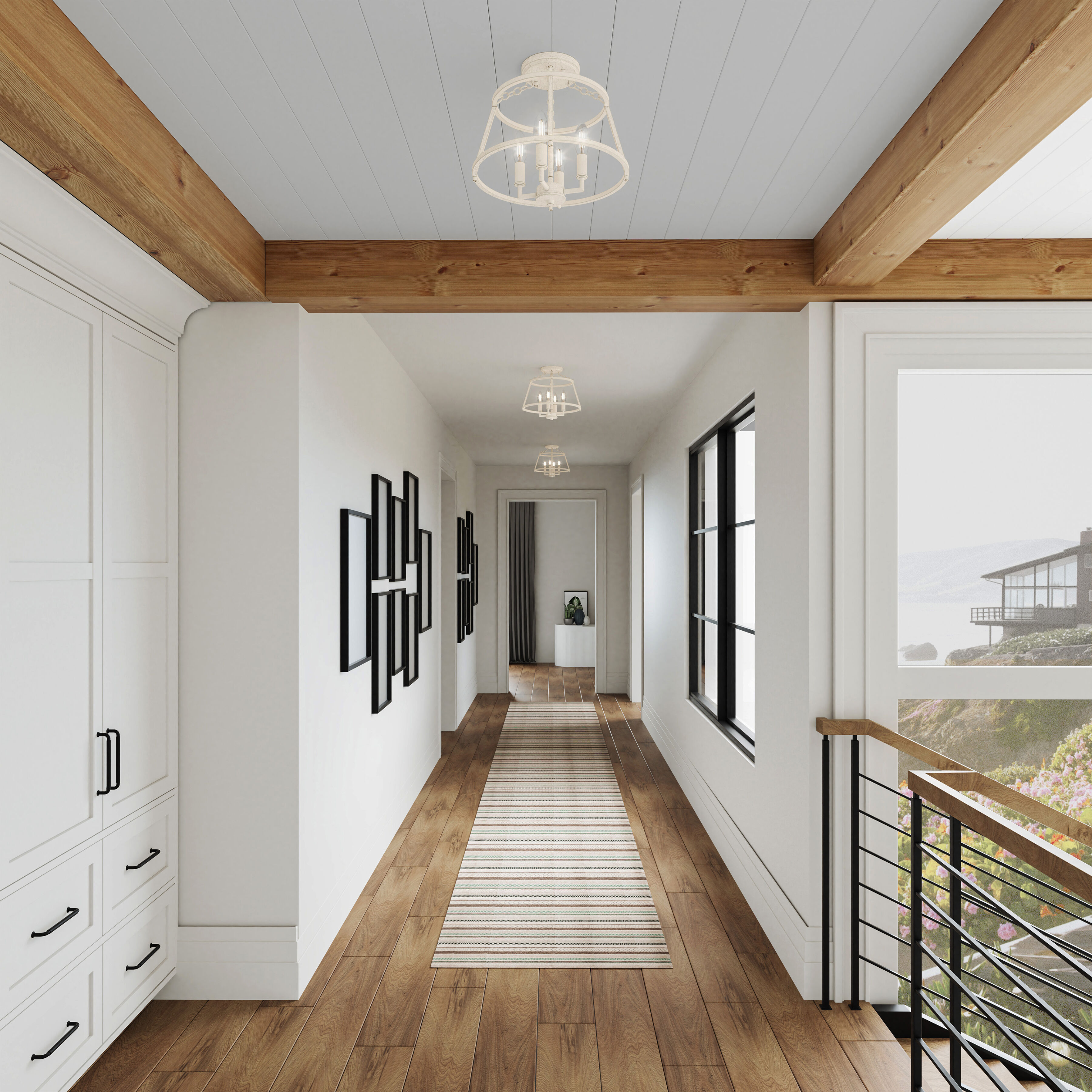 Joanie 3 Light 13 inch Antique White Semi Flush Mount Ceiling Light