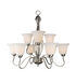 Farmhouse 9 Light 32 inch Brushed Nickel Chandelier Ceiling Light in Frosted 