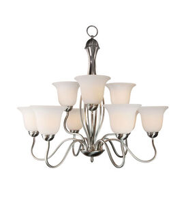 Farmhouse 9 Light 32 inch Brushed Nickel Chandelier Ceiling Light in Frosted 
