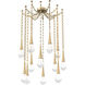 Raindrop LED 13.6 inch Gilded Brass Swag Multi-Pendant Ceiling Light in 3000K LED, Oval Chain