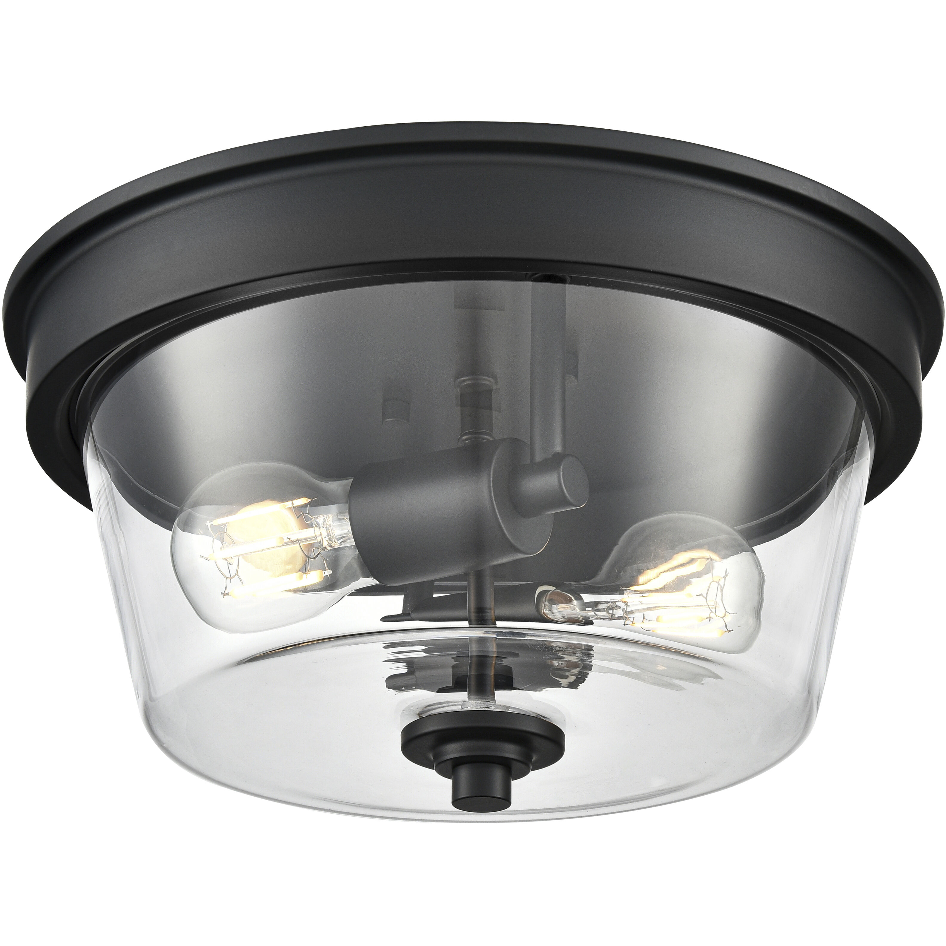 Strayhan 2 Light 13 inch Matte Black Flush Mount Ceiling Light