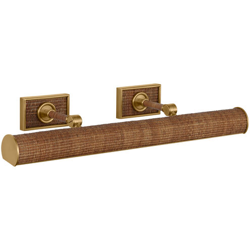 Chapman & Myers Halwell 16 watt 24 inch Antique-Burnished Brass and Natural Woven Rattan Picture Light Wall Light