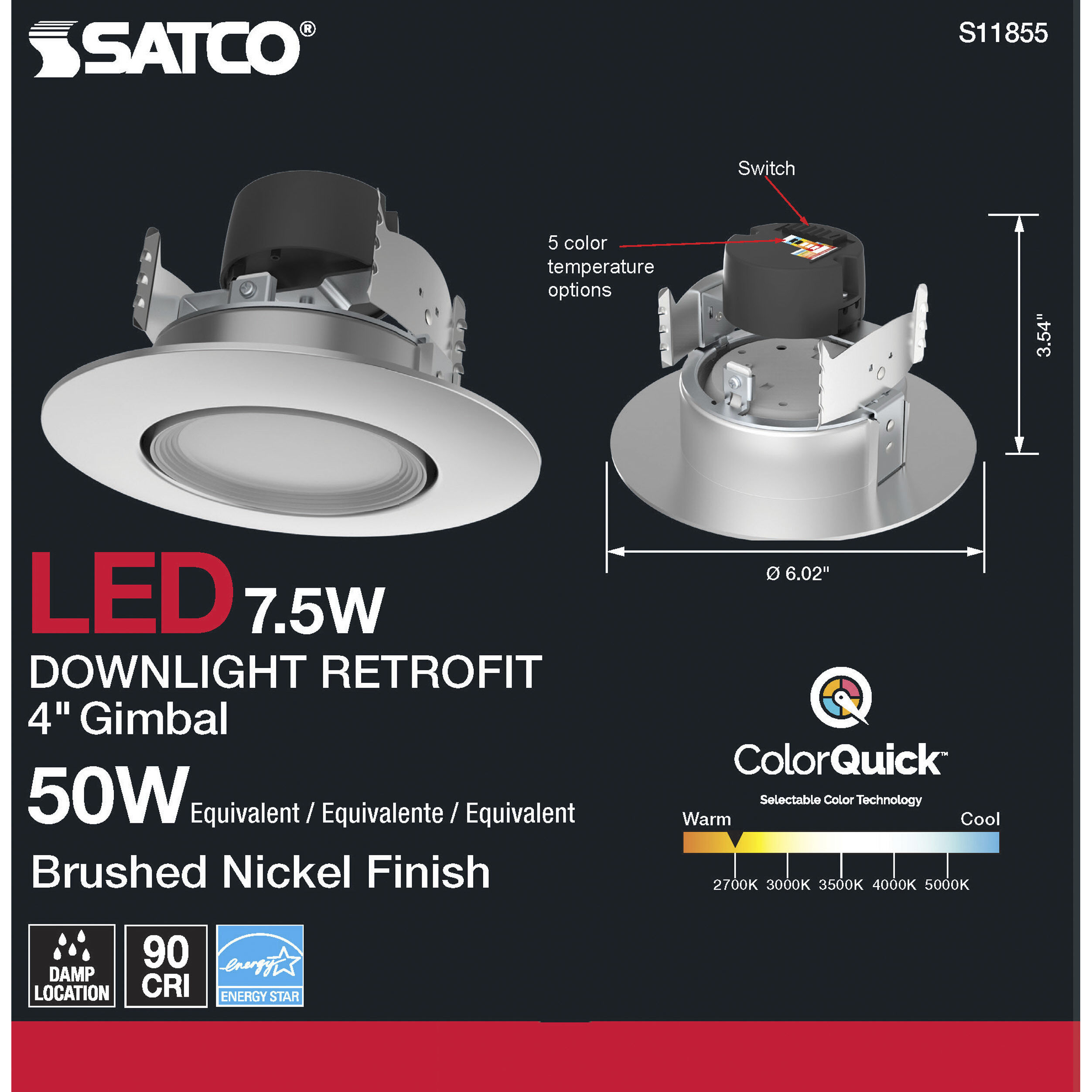 Edgewood Integrated Brushed Nickel Recessed, Retrofits