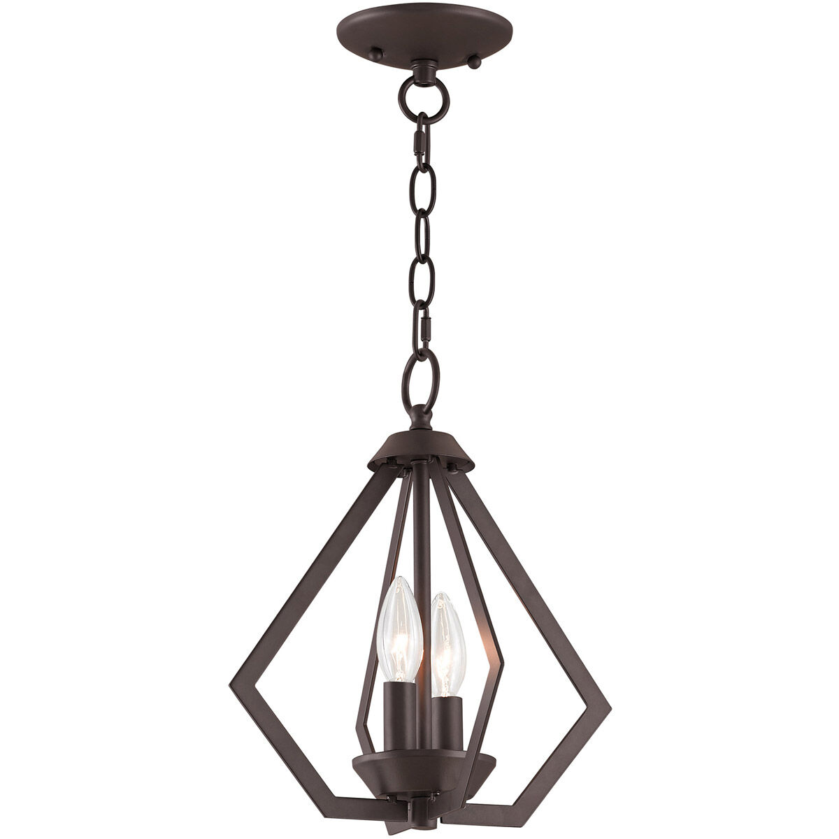 Prism 2 Light 11.25 inch Bronze Convertible Mini Chandelier/Ceiling Mount Ceiling Light
