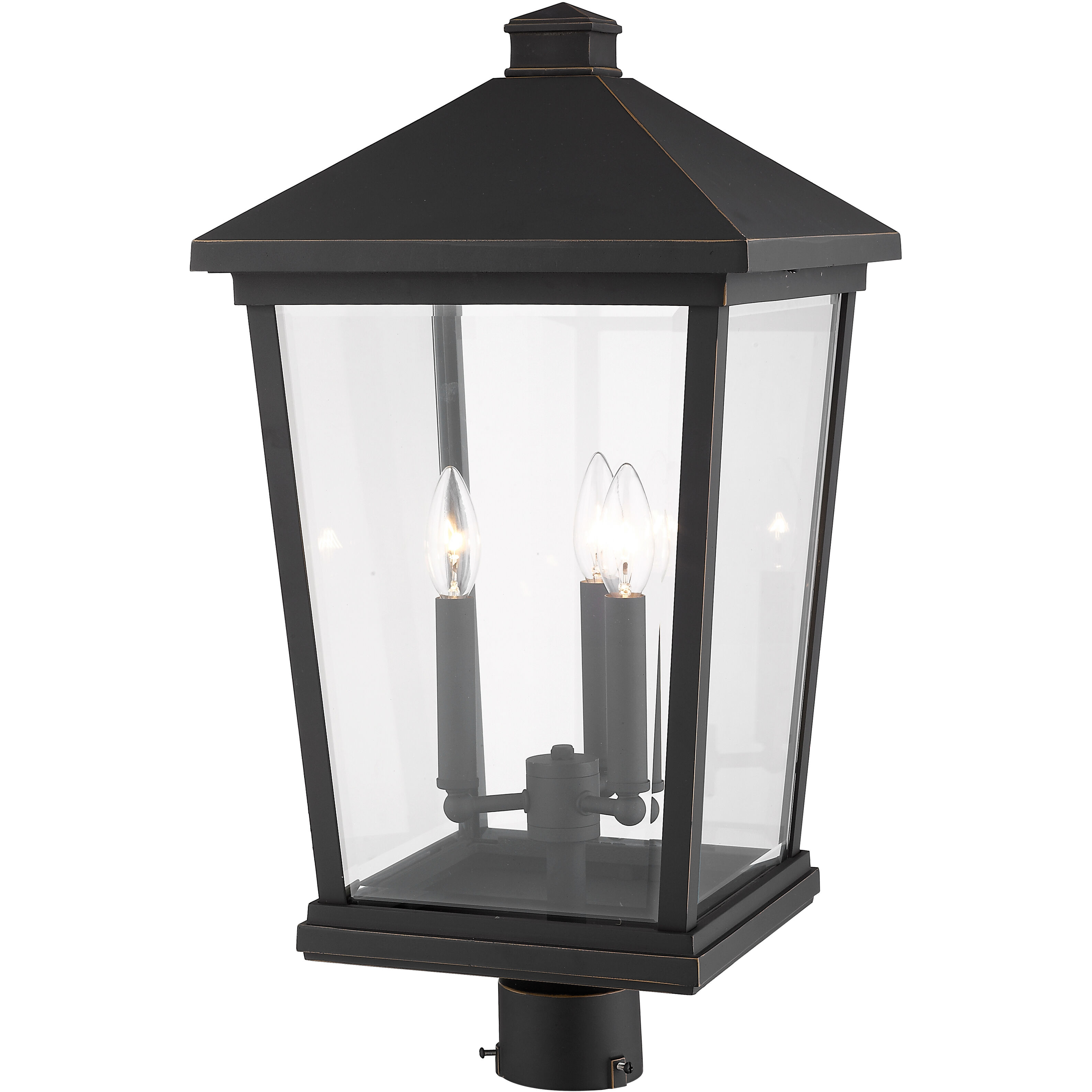 Beacon 3 Light 23.5 inch Oil Rubbed Bronze Outdoor Post Mount Fixture in 15