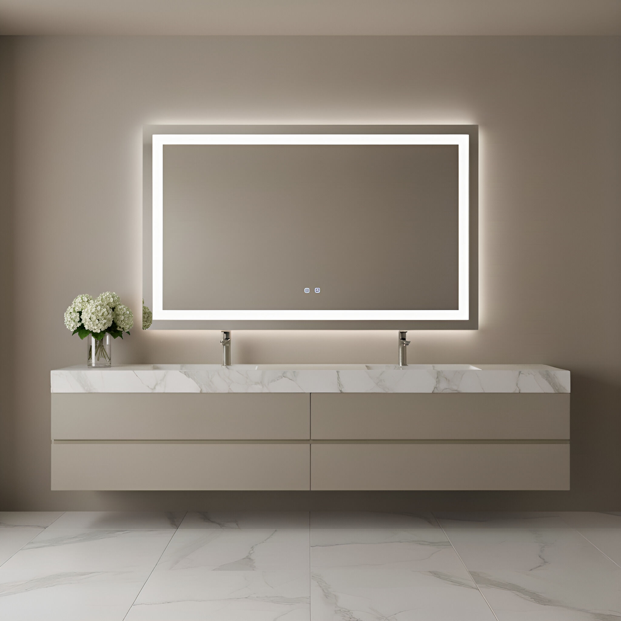 Mera 48 X 36 inch Might Bright White LED Wall Mirror