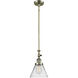 Franklin Restoration Cone LED 8 inch Antique Brass Mini Pendant Ceiling Light in Clear, Franklin Restoration
