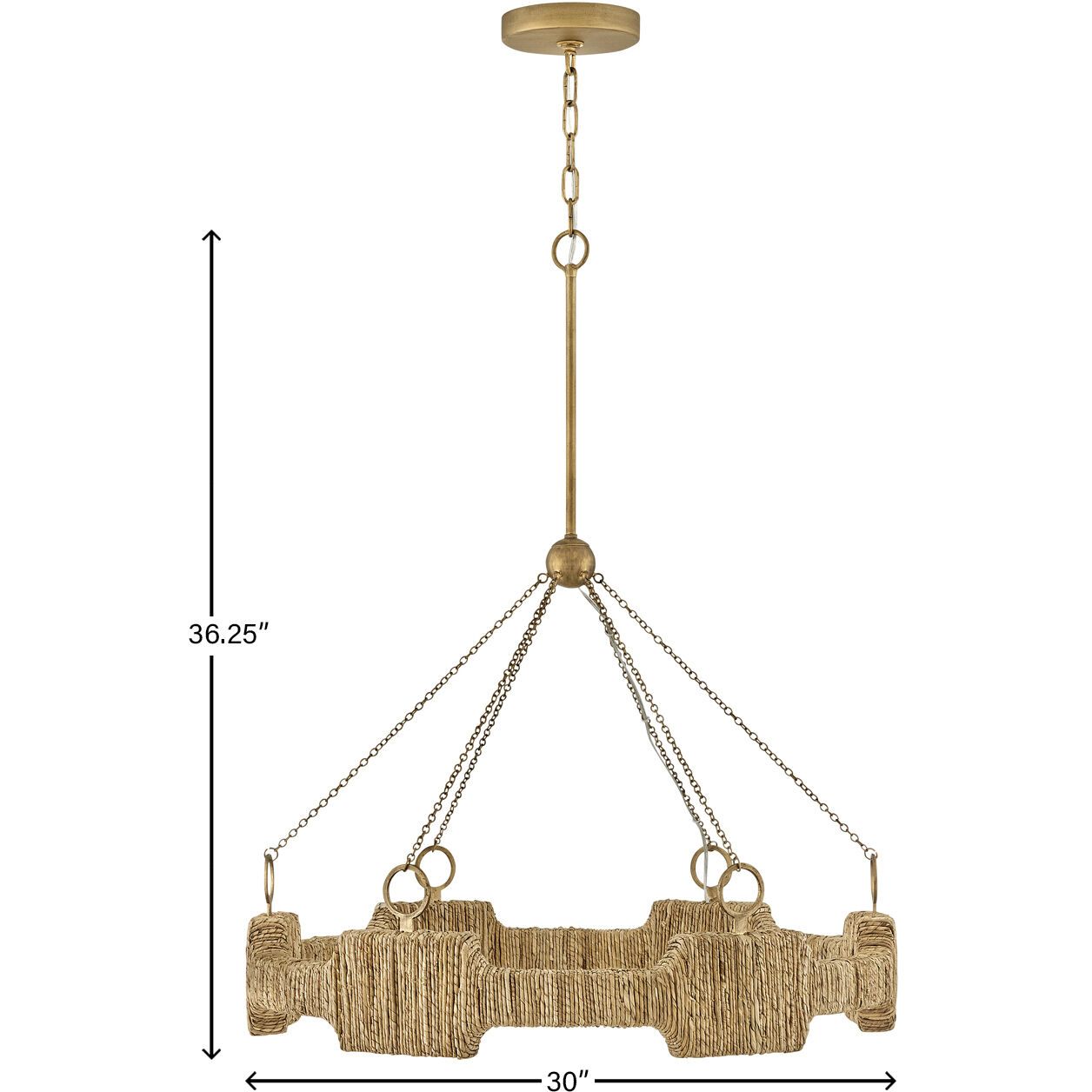 Raffi LED 30 inch Burnished Gold Chandelier Ceiling Light, Single Tier