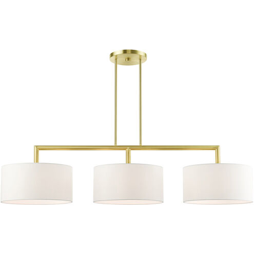 Meridian 3 Light 51 inch Satin Brass Linear Chandelier Ceiling Light