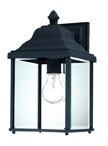 Charleston 1 Light 13 inch Black Exterior Wall Lantern in Beveled
