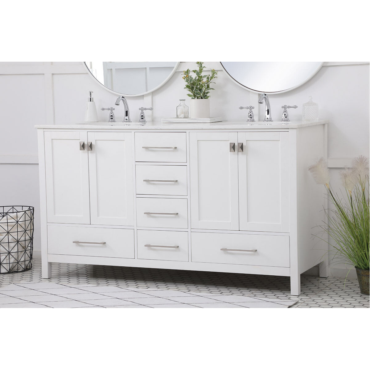 Irene 60 X 22 X 34 inch White Vanity Sink Set