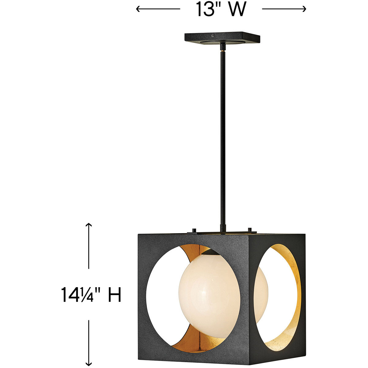 Vega 1 Light 13 inch Anvil Black/Gilded Gold Pendant Ceiling Light