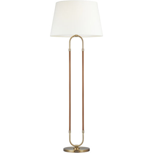 Katie 56 inch 9.50 watt Time Worn Brass / Saddle Leather Floor Lamp Portable Light