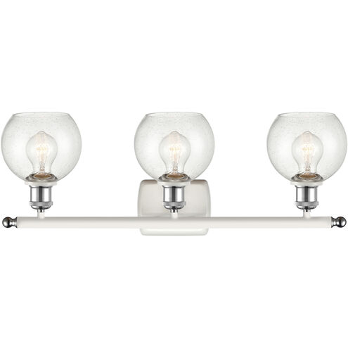 Ballston Athens 3 Light 26 inch White and Polished Chrome Bath Vanity Light Wall Light in Seedy Glass