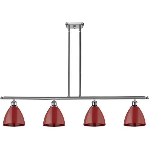 Ballston Plymouth Dome LED 48 inch Brushed Satin Nickel Island Light Ceiling Light in Matte Red