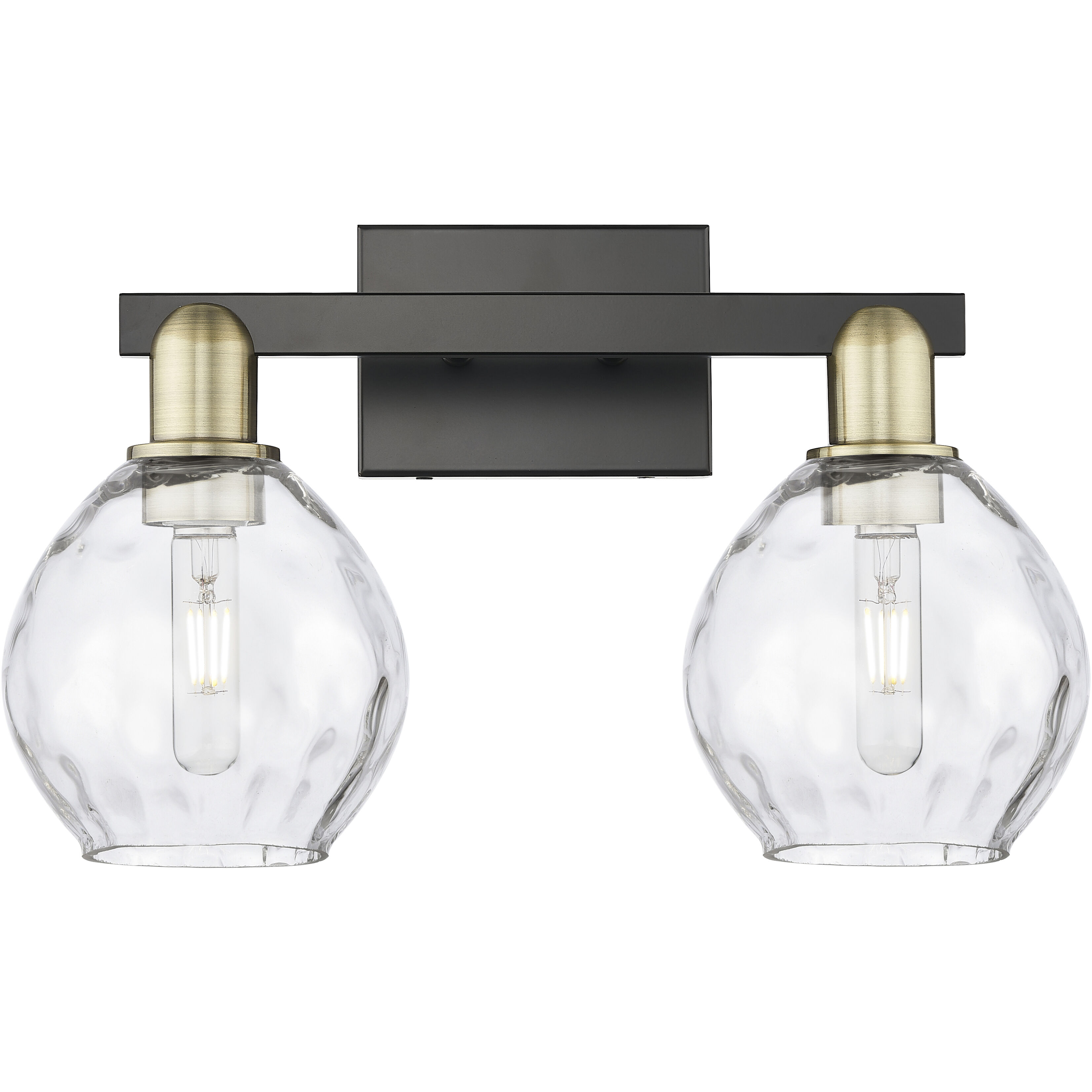 Arcadia Waverly 2 Light 17 inch Black Antique Brass Bath Vanity Light Wall Light