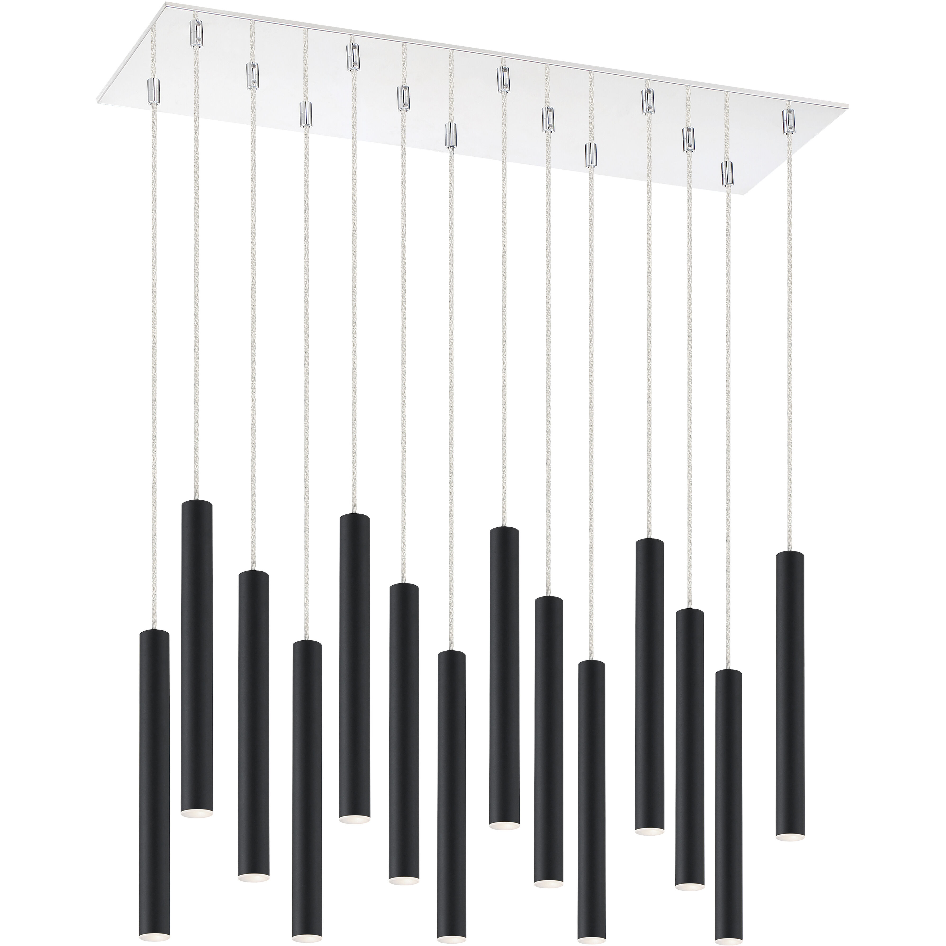 Forest LED 9.75 inch Chrome Chandelier Ceiling Light in Matte Black Steel