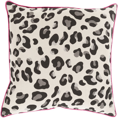 Amour 20 inch Beige/Black/Gray/Magenta Accent Pillow in 20 x 20