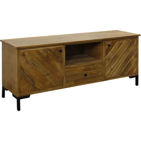 Plankwood 59 inch Distressed and Light Brown and Black Media Cabinet