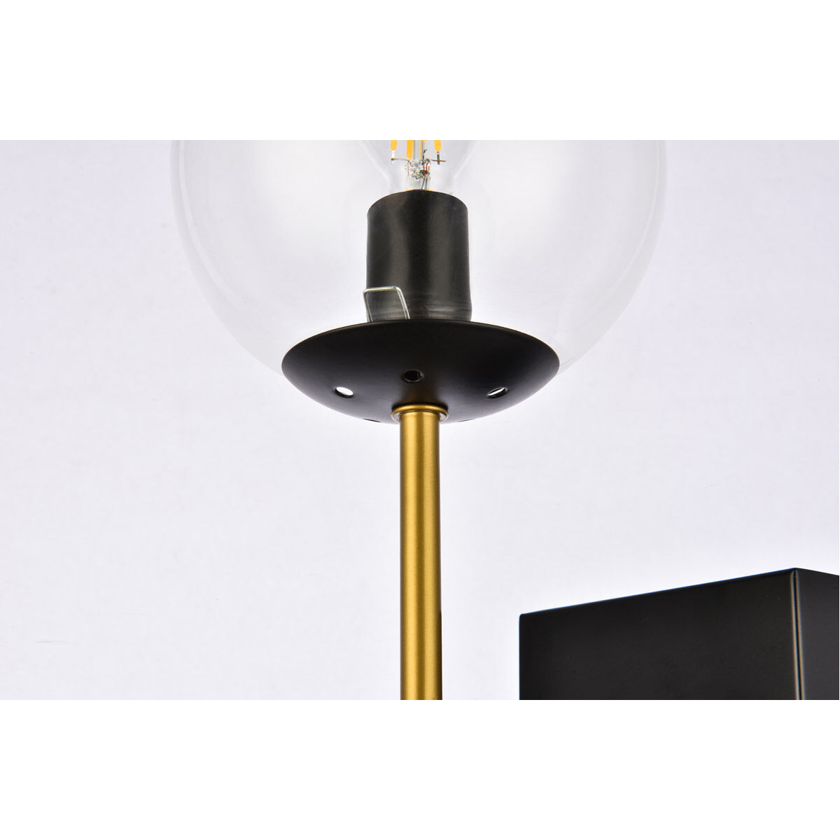 Neri 2 Light 7 inch Black and Brass Bath Sconce Wall Light