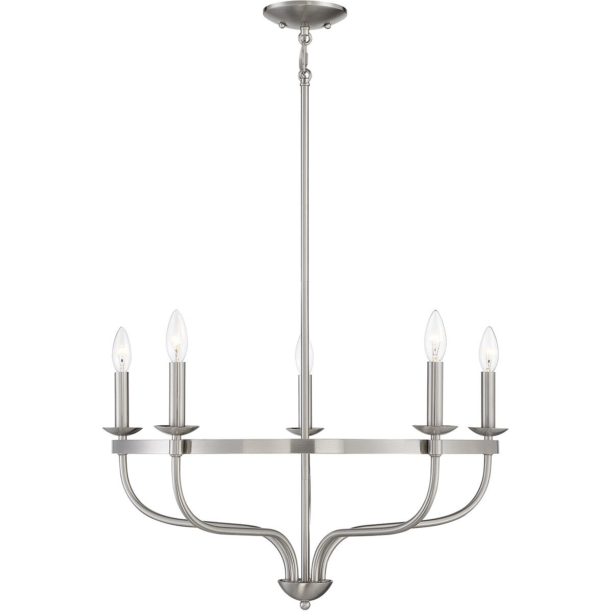 Transitional 5 Light 26.63 inch Brushed Nickel Chandelier Ceiling Light