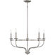 Transitional 5 Light 26.63 inch Brushed Nickel Chandelier Ceiling Light