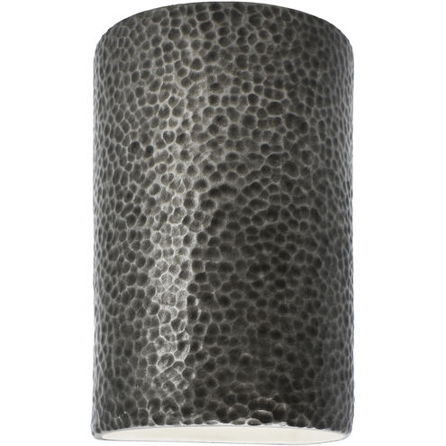 Ambiance Cylinder LED 9.5 inch Hammered Pewter Outdoor Wall Sconce, Small