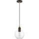 Downtown 1 Light 8 inch Bronze with Antique Brass Accents Pendant Ceiling Light, Sphere