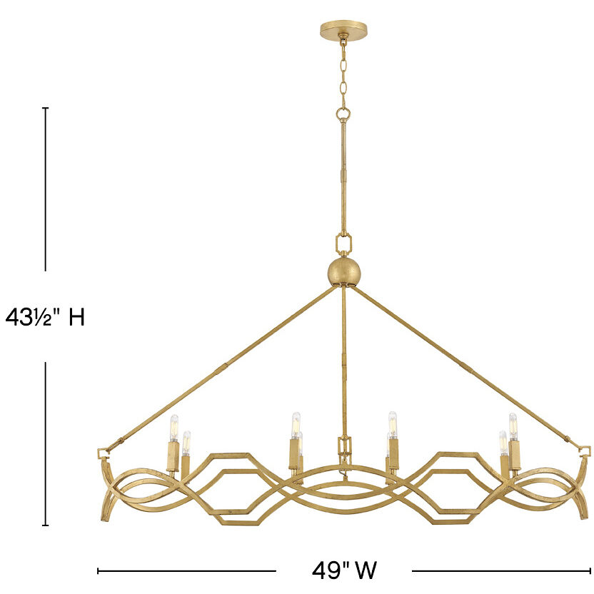 Leona 8 Light 49 inch Distressed Brass Chandelier Ceiling Light