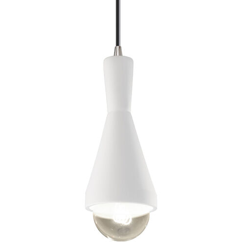 Radiance Collection 1 Light 5 inch Gloss White with Brushed Nickel Pendant Ceiling Light