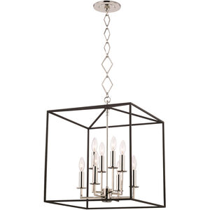 Richie 8 Light 6 inch Polished Nickel and Textured Black Pendant Ceiling Light