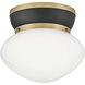 Lucy 1 Light 12 inch Black with Lacquered Brass Flush Mount Ceiling Light